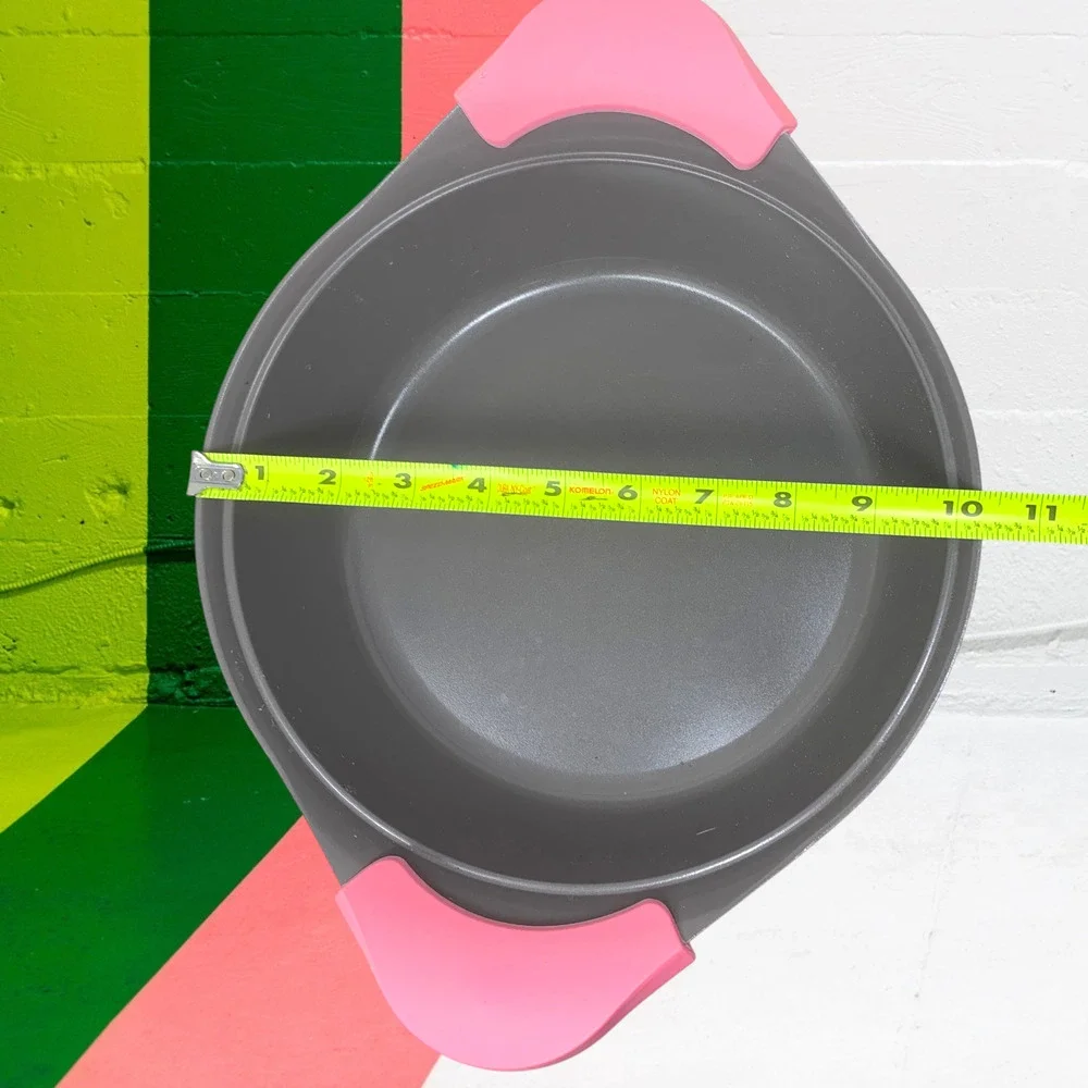 Neoflam Pink Enamel Dutch Oven Stock Pot Glass Lid Silicone Handles Korea